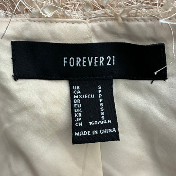 NWT Forever 21 Shaggy Metallic Open Front Jacket Womens S Beige Sparkly Glam NYE - Picture 6 of 6